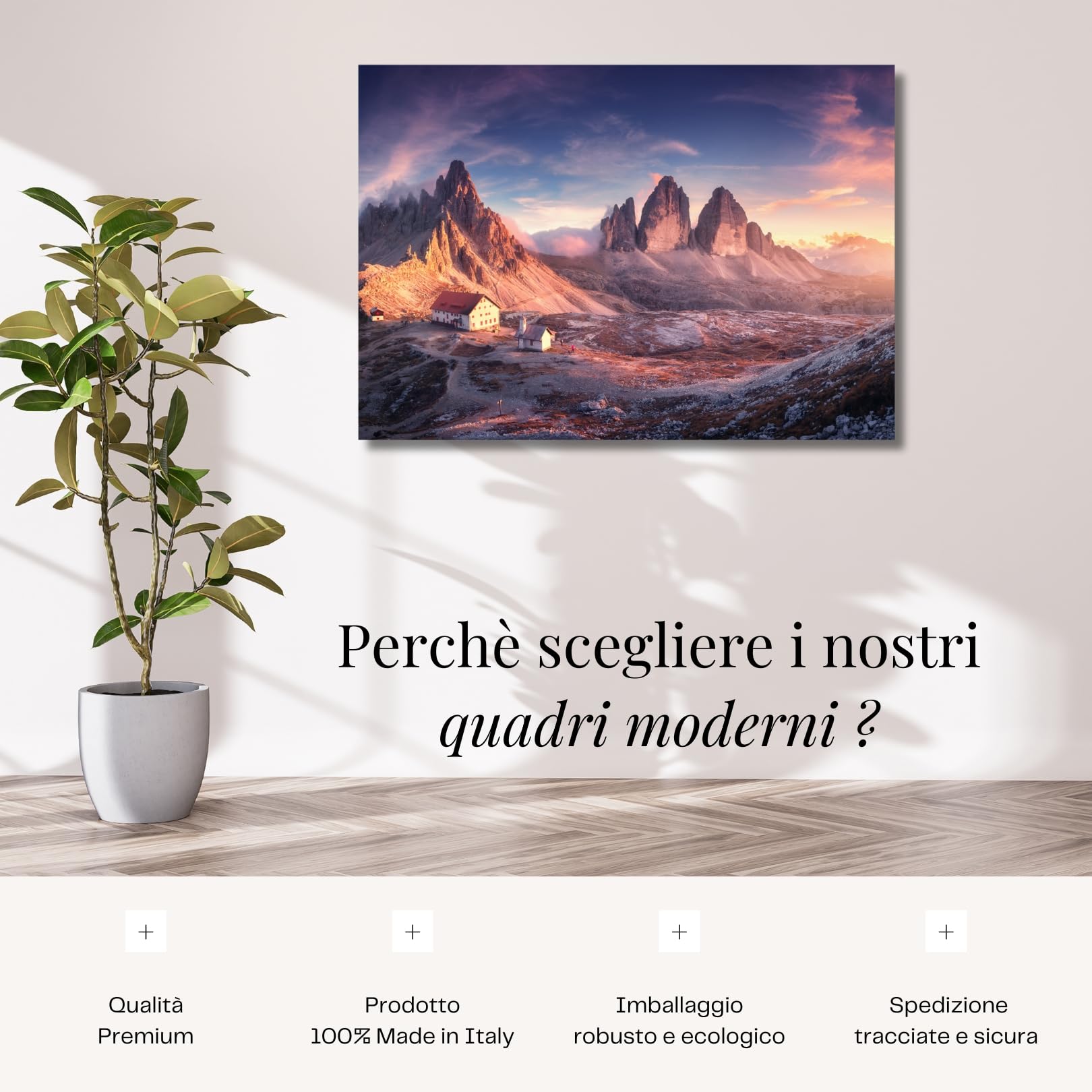 canvashop Quadri Montagna Dolomiti Rifugio 120x60 cm 3 Cime Di Lavaredo | Quadro moderno, Su Tela Canvas, Stampe Da Parete