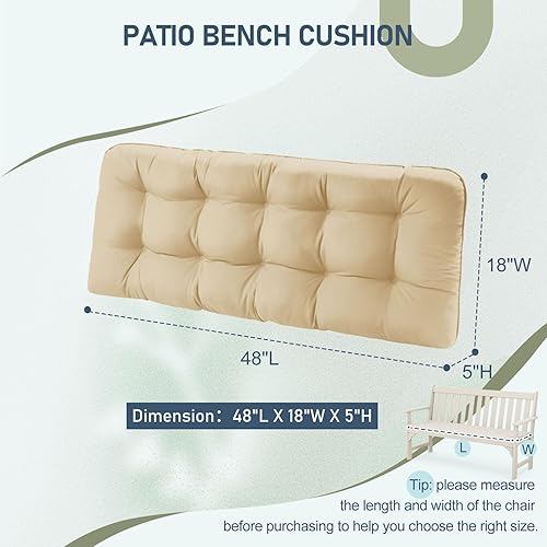 Miniatura 5 de downluxe Cojines para sillas de exteriores, cojín de banco de espuma viscoelástica en forma de U impermeable para columpio, sofá biplaza o patio, 48