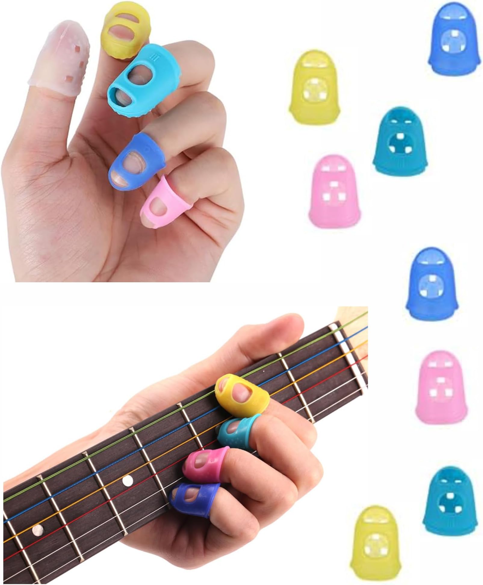 FEORA Finger Sleeve Silicon Guitar Thump Bass Finger picks protector