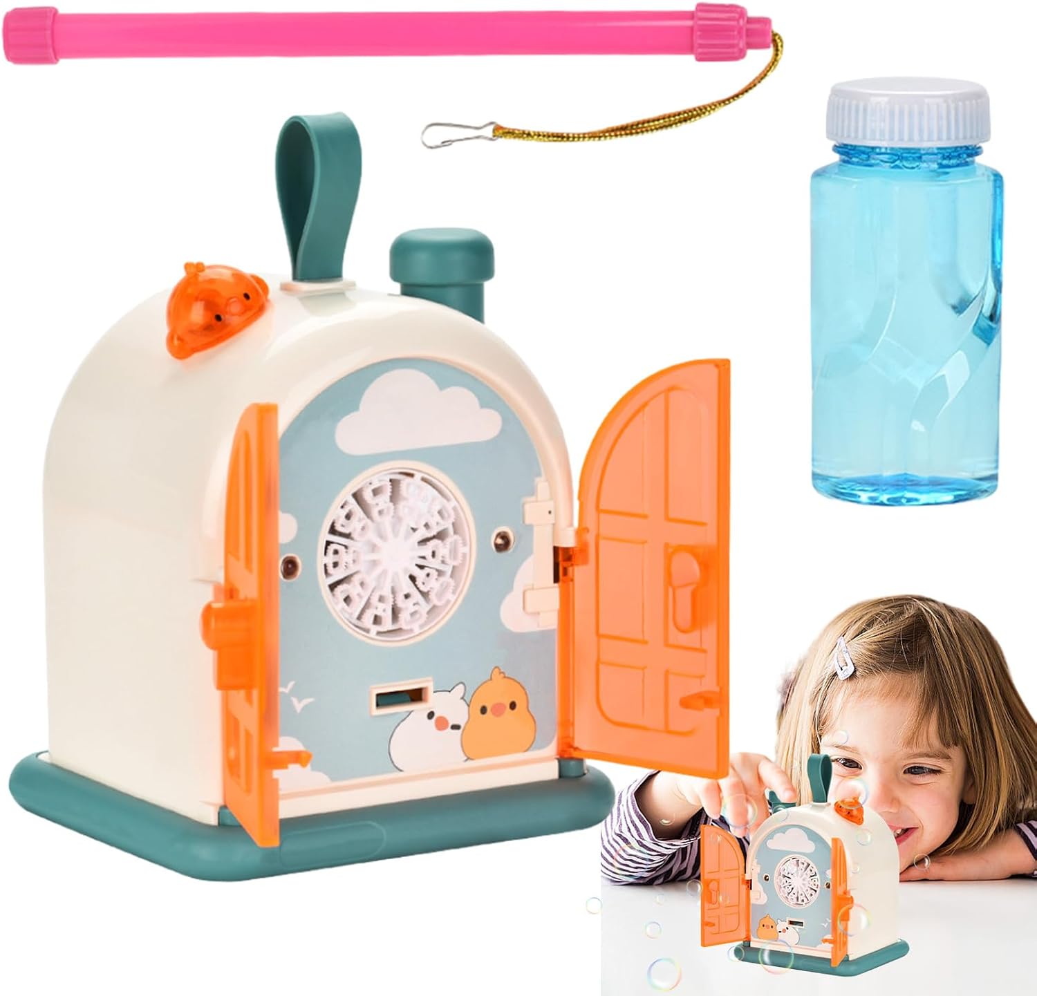 Bubble Gun, Super Bubble Machine, Kids Bubble Machine, Lightweight, Easy to Hold, 20 Holes, Childrens Toy, Bubble Generator, Upgraded Bubble Blower, Light and Sound, Atmosphere Maker, Outdoor Toy,