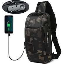 OZUKO Sling Backpack for Men - Anti-Theft Crossbody Bag, Waterproof with USB Charging Port