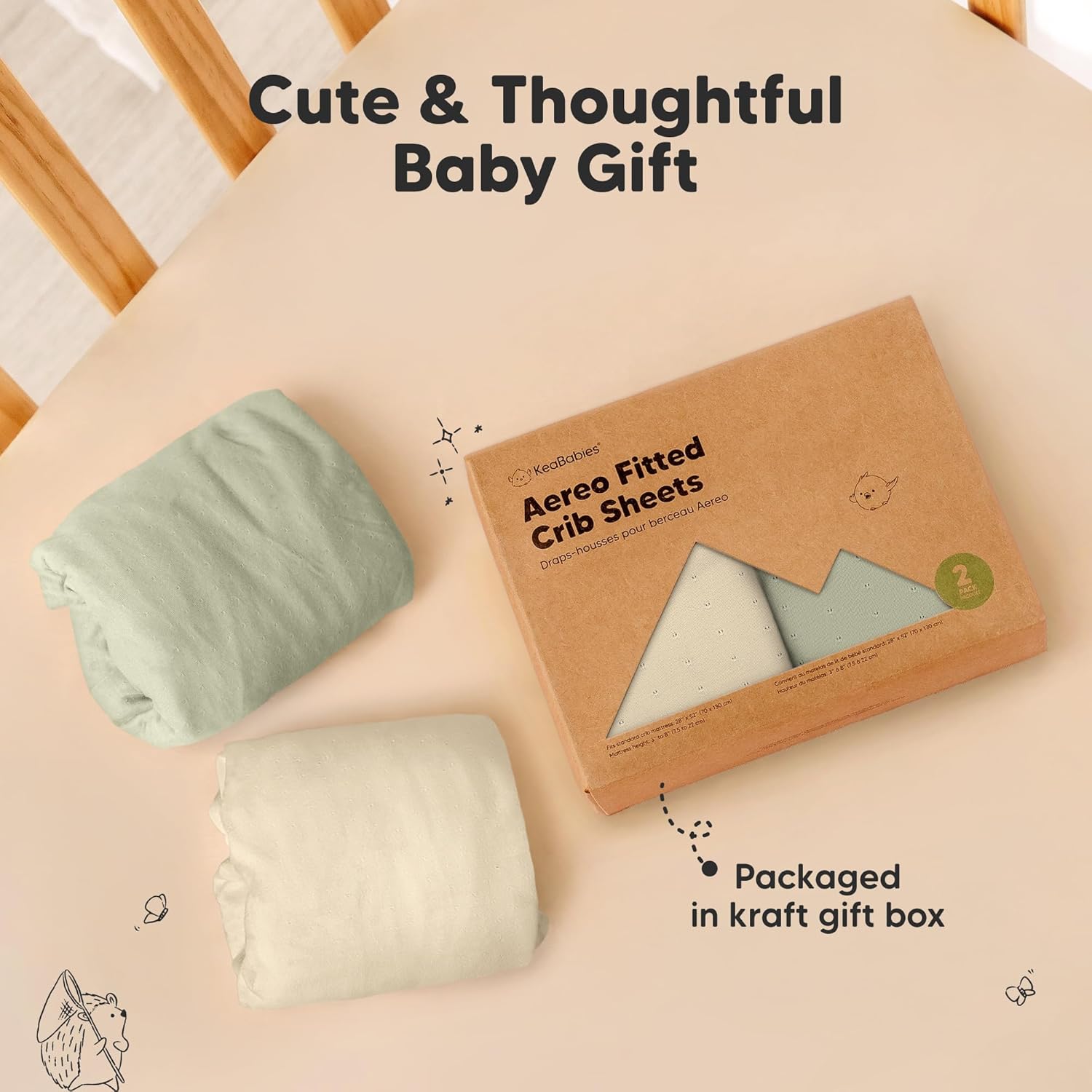 KeaBabies 2-Pack Fitted Crib Sheets for Boys, Girls, Baby - Soft Bamboo Viscose Cotton, 52x28 Standard Crib Mattress Sheets, Toddler Bed Mattress Cover, Gender Neutral, Breathable, Durable (Avocado) - Image 9