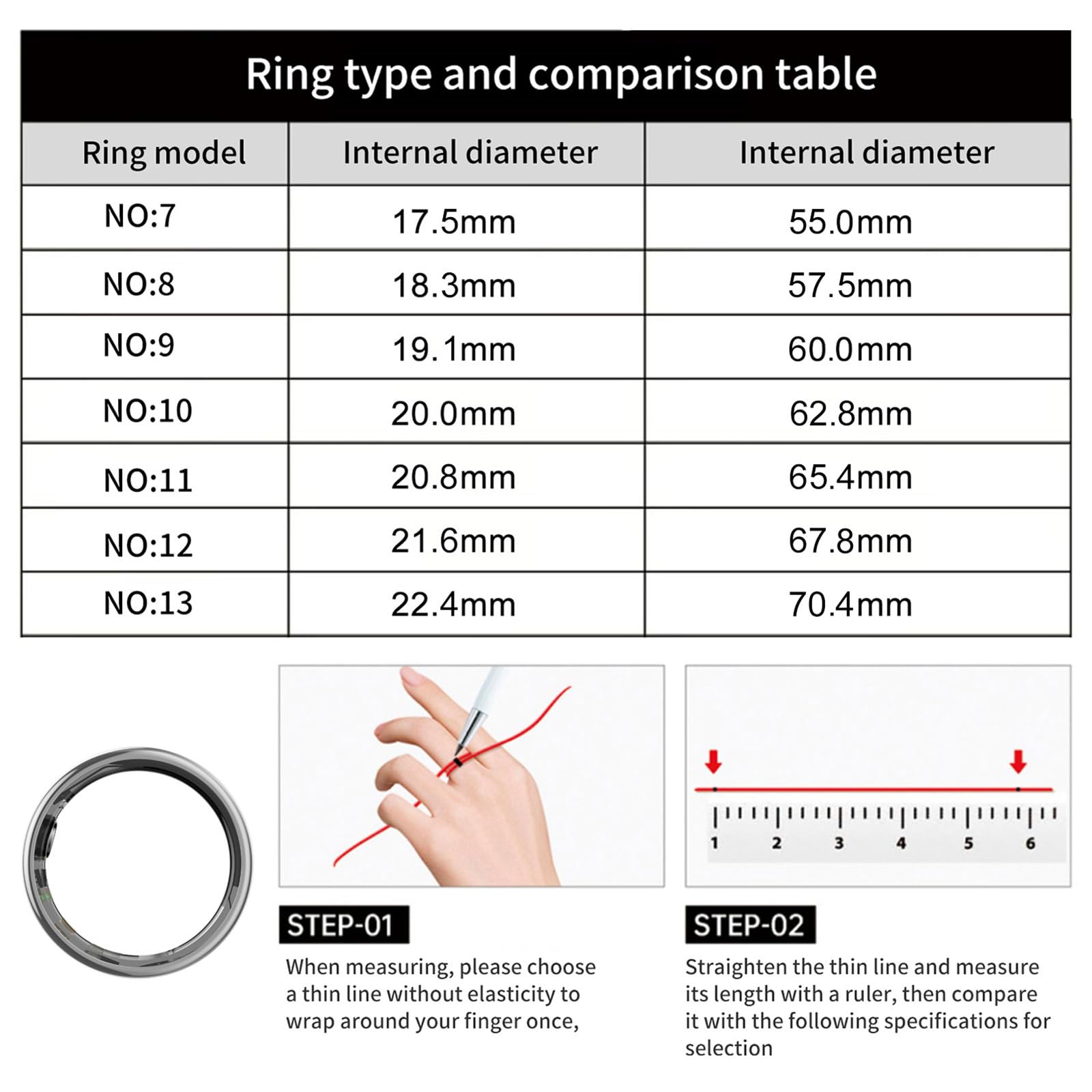 findtime Smart Ring Smartringe für Herren Damen IP68 Wasserdicht Fitness Ring Schrittzähler Kalorien Schlaftracker Smartring Android iOS Physiologische Erinnerung Herzfrequenz Aktivitätstracker