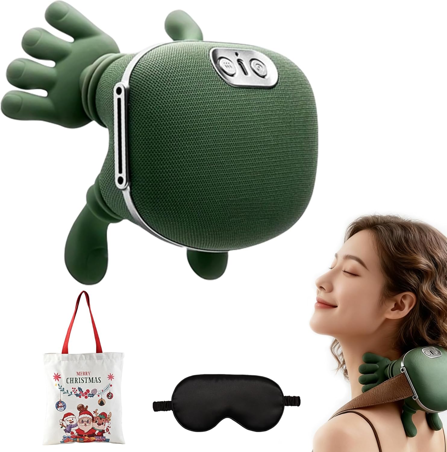Neck Massager with Heat, Neck and Back Massager - 4D Bionic Shiatsu Kneading, Wireless Deep Tissue Massage for Pain Relief, Muscle Relaxation for Home, Office, Christmas Gifts (with Bag and Eye Mask)