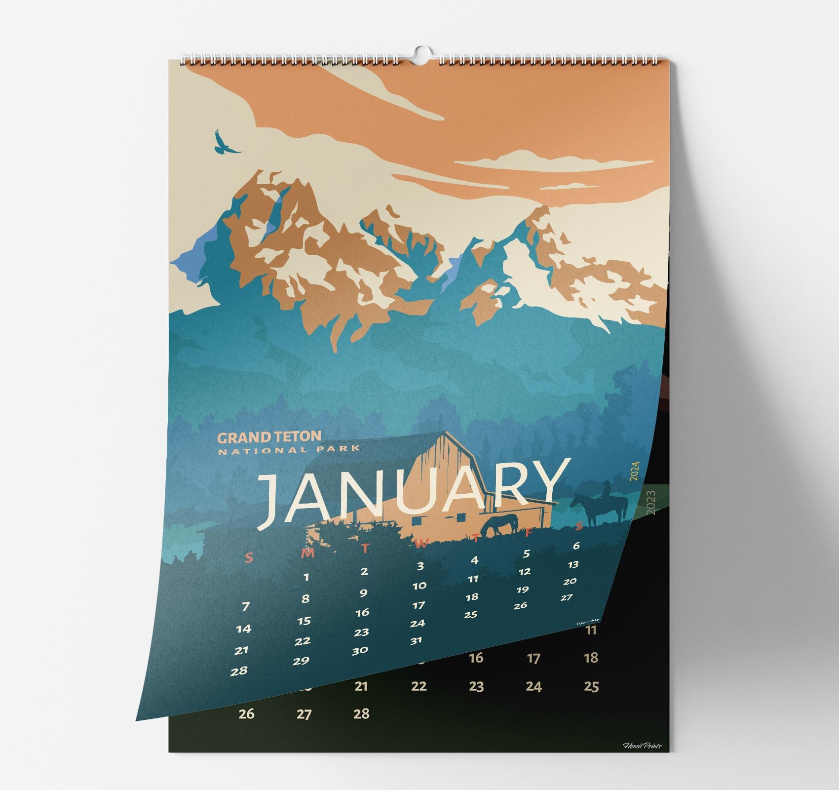 Herzii Prints National Parks Calendar 202411.4x15.3