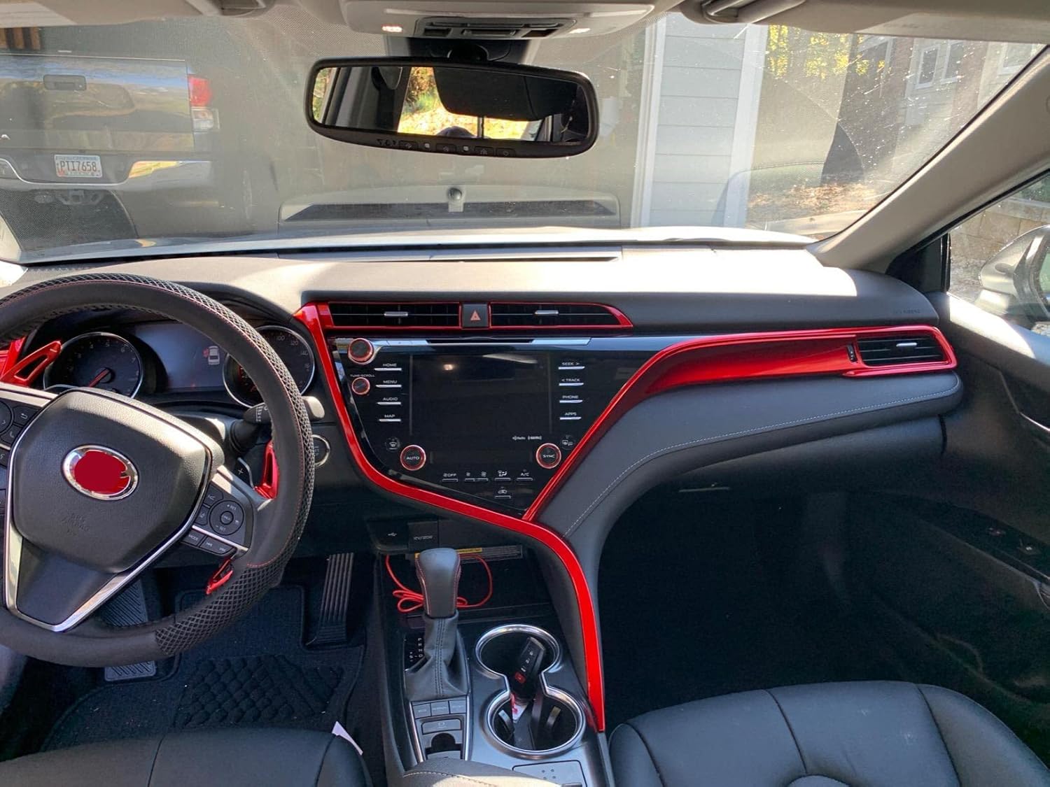 Kadore for 2018-2022 2023 2024 Toyota Camry Interior Center Console Strips Cover Trim Molding Red Accessories LHD 2-pc