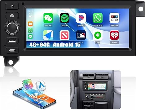 Android 15 Car Stereo for Chrysler Jeep Dodge with Wireless Carplay Android Auto Mirror Link 4G+64G 6.86 Inch Touch Screen Car Radio with FM/RDS Radio Bluetooth 5.0 GPS Navigation WiFi EQ SWC