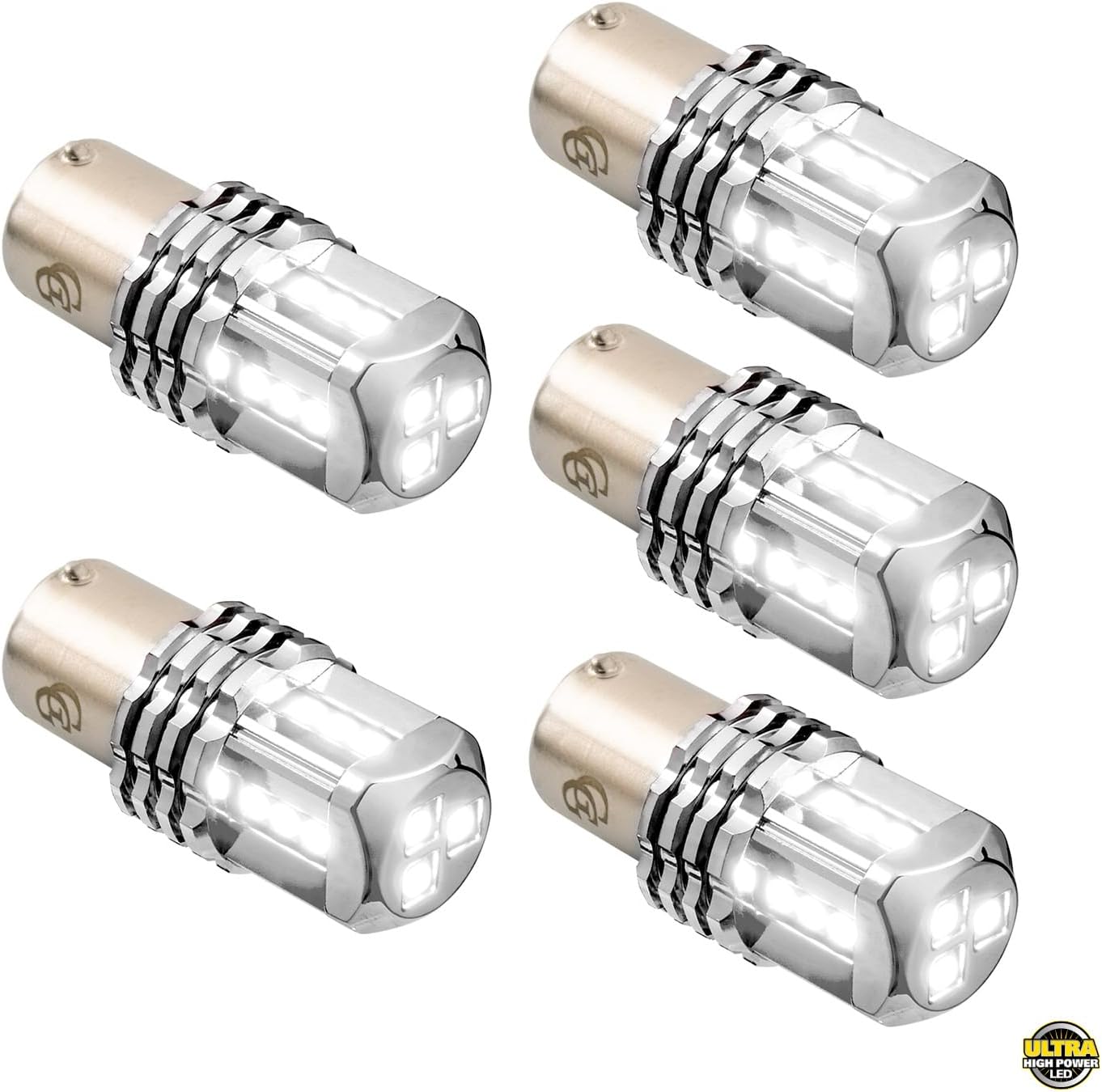 GG Grand General 70808 1157 White 15 SMD LED Tower LED Bulb, 12V, 5 Pack