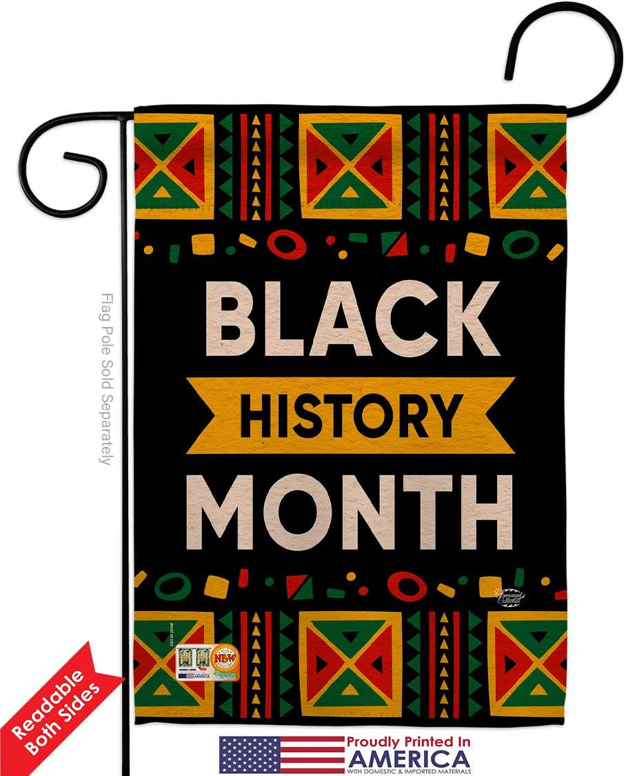 Celebrate Black History Month Garden Flag Set Wall Holder Lives Matter BLMCelebrates African Americans Heritage Small Decorative Gift Yard House Banner Double-Sided Made In USA 13 X 18.5
