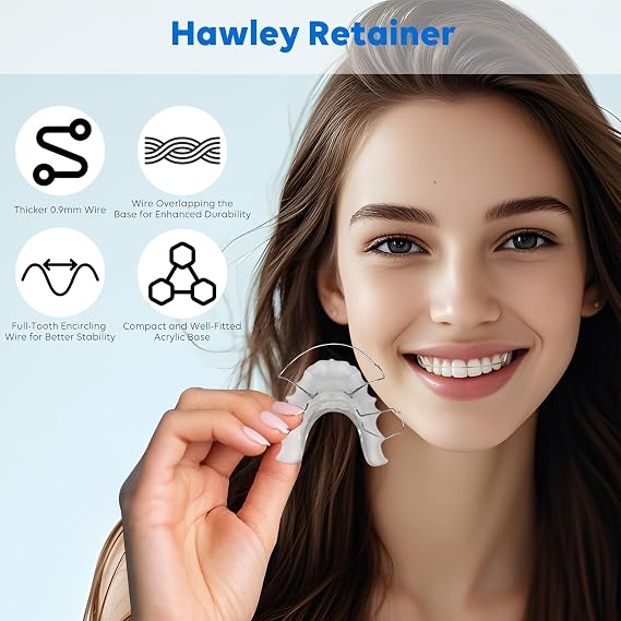 2 Custom Hawley Retainers for Teeth Retention | Comfortable & Durable Upper & Lower Retainers, Personalized Fit