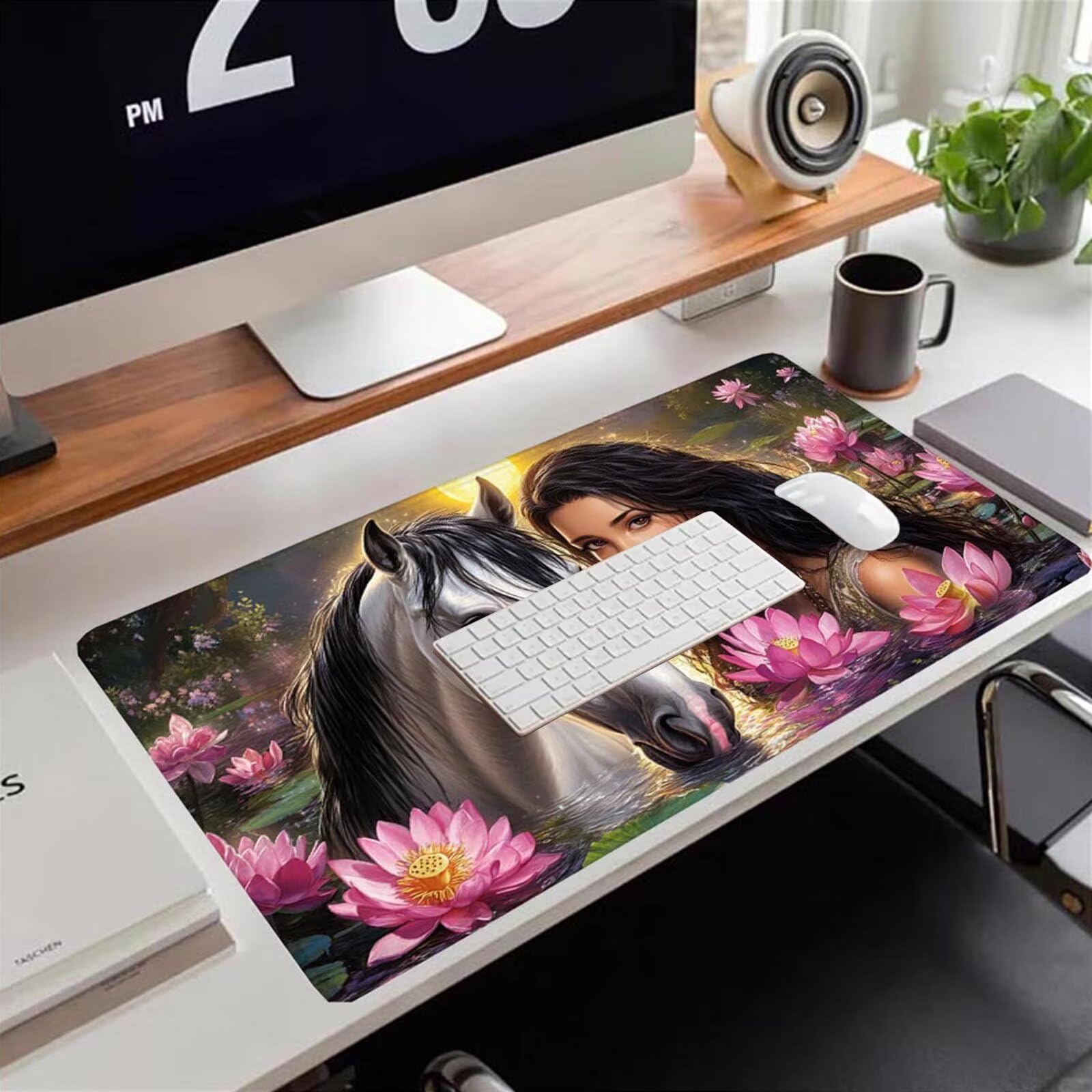 Gamingowa podkładka pod mysz 1200 x 600 x 3 mm, XXL, wodoszczelna, odporna na ścieranie, z przyszytymi krawędziami, podkładka na biurko, poprawia prędkość i precyzję pod laptopa, komputer, wzór damski