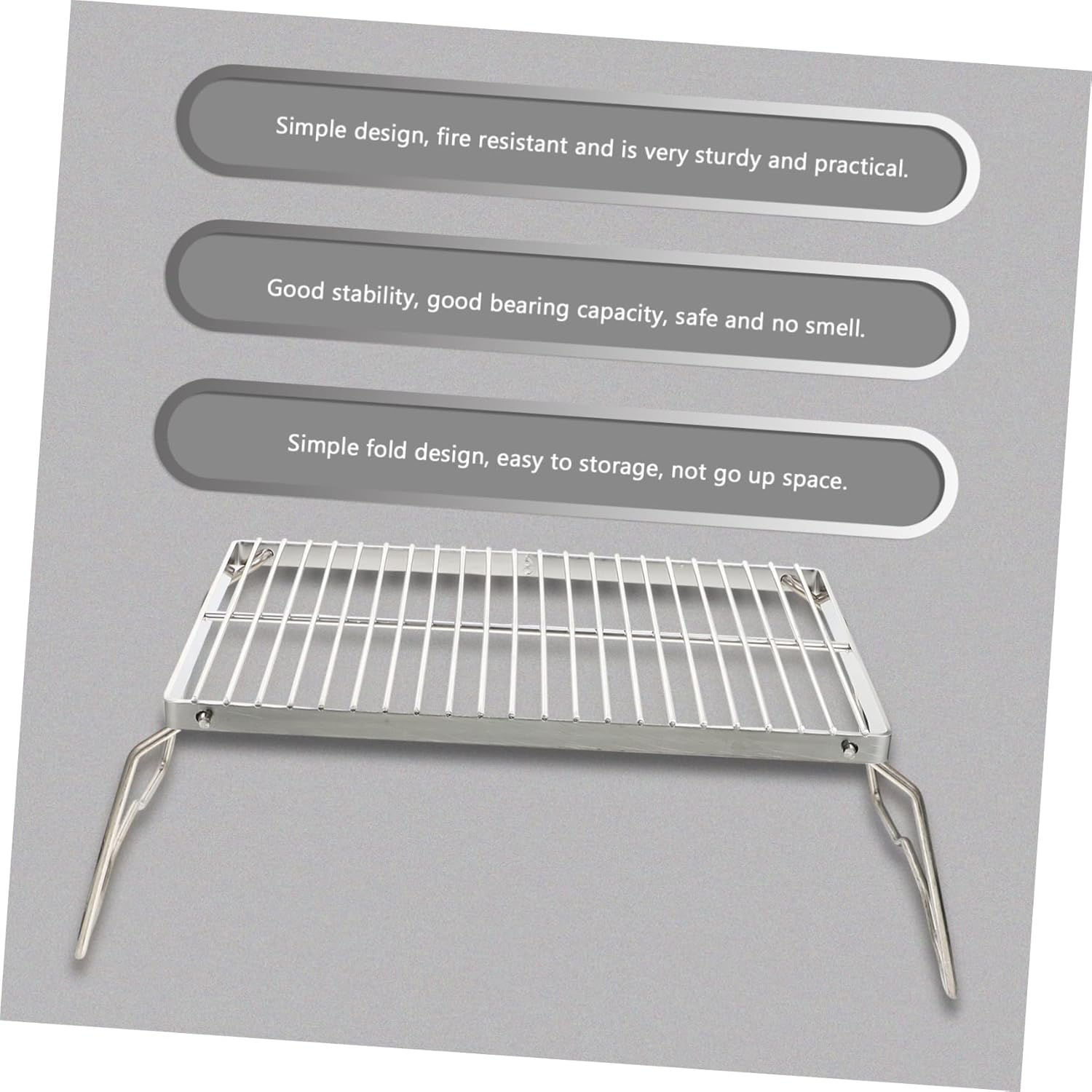 POPETPOP Folding Portable Camping Barbecue Grill Stainless Steel Outdoor Bbq Rack Stable Structure for Easy Storage and Cleaning for Picnics Camping and Backyard Grilling