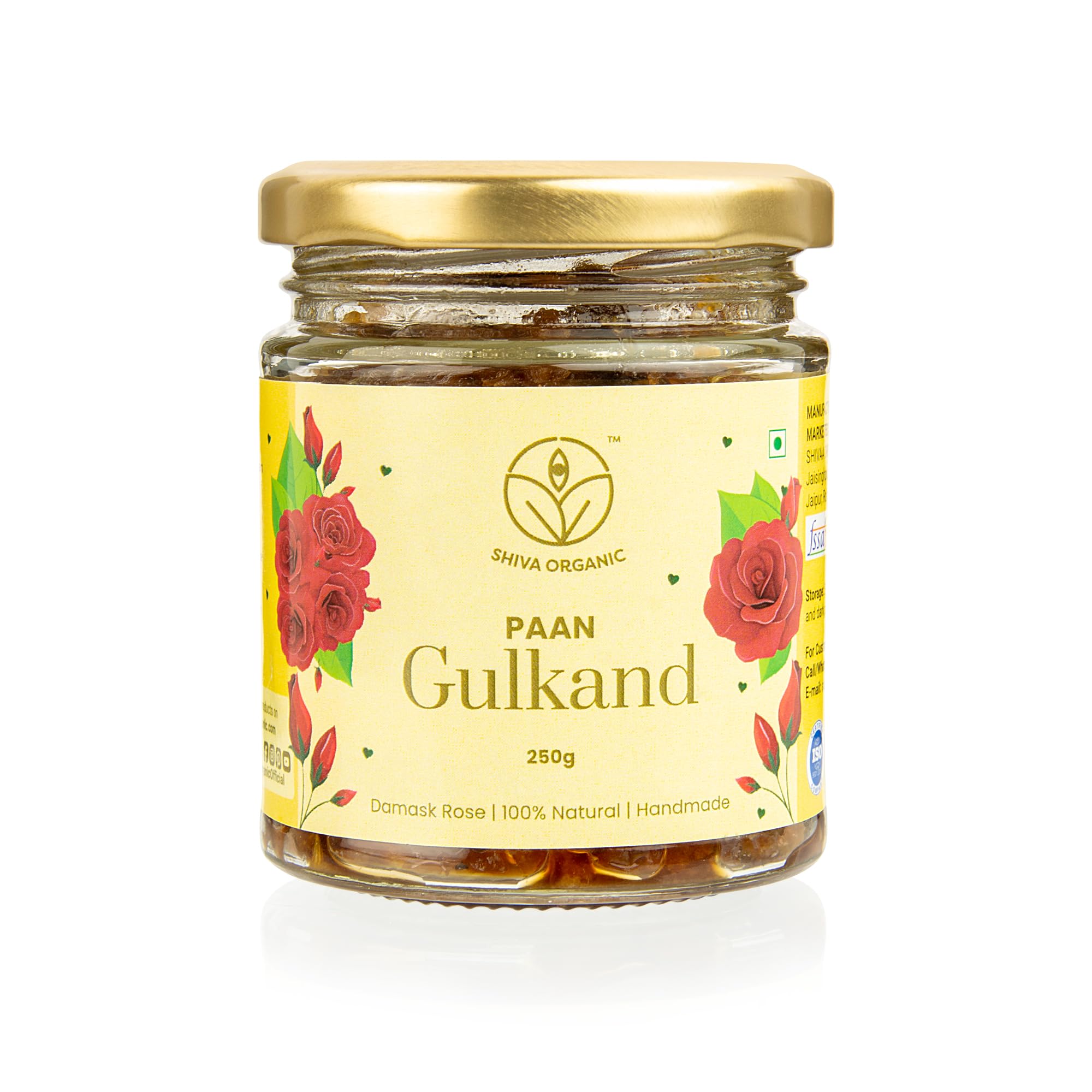 Shiva Organic Gulkand With Paan Prepared with desi damask gulab petals, paan extract,desi mishri, fennal seed - 250 g