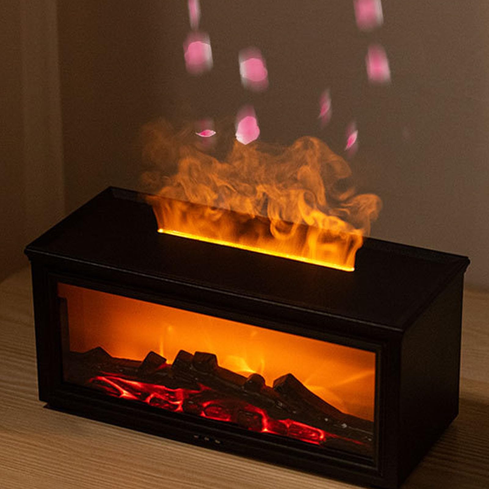 Jeffergarden Diffusore di Oli Essenziali per Caminetto, Umidificatore Ad Ultrasuoni in ABS PP con Telecomando, Grande capacità da 280 Ml, Spegnimento Automatico, Timer Lungo, Tremolante per Camera