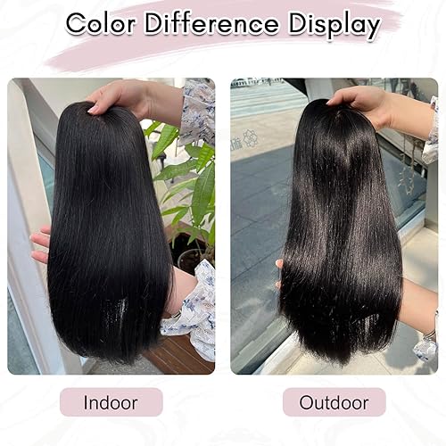 Miniatura 5 de Ms Taj Cubrepelo de 18 pulgadas de largo en capas para mujer, sintético con cabello fino, 3 tonos, marrón intenso con fibra de raíz oscura, pelucas