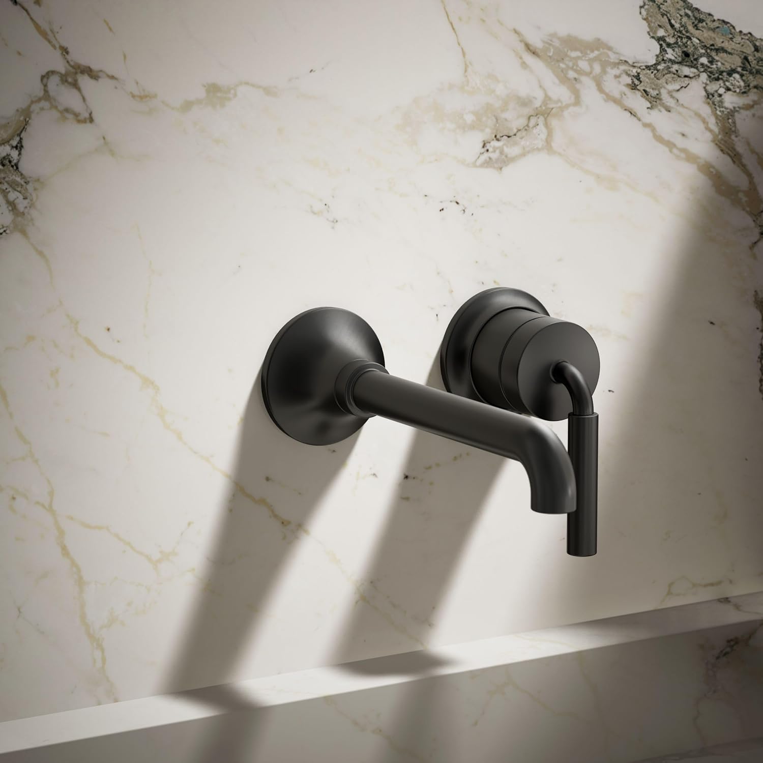 Kohler 26438-4-BL Tone™ Wall-Mount Single-Handle Bathroom Sink Faucet, 1.2 gpm, Matte Black