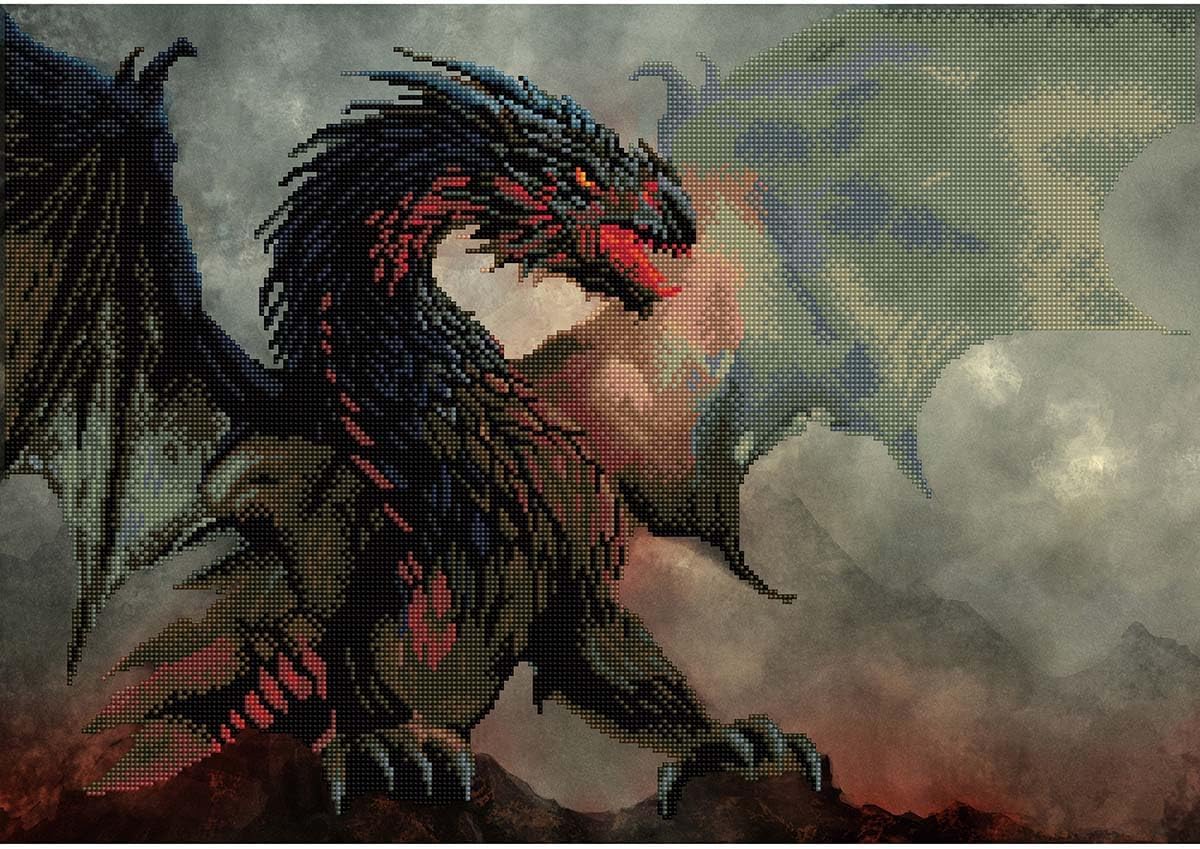 DIAMOND DOTZ Dragon?s Lair Mythical Diamond Painting Kits for Adults - Diamond Art Kits a Relaxing Creative Craft Kit with Dotz Gems 19.5"x27.8"