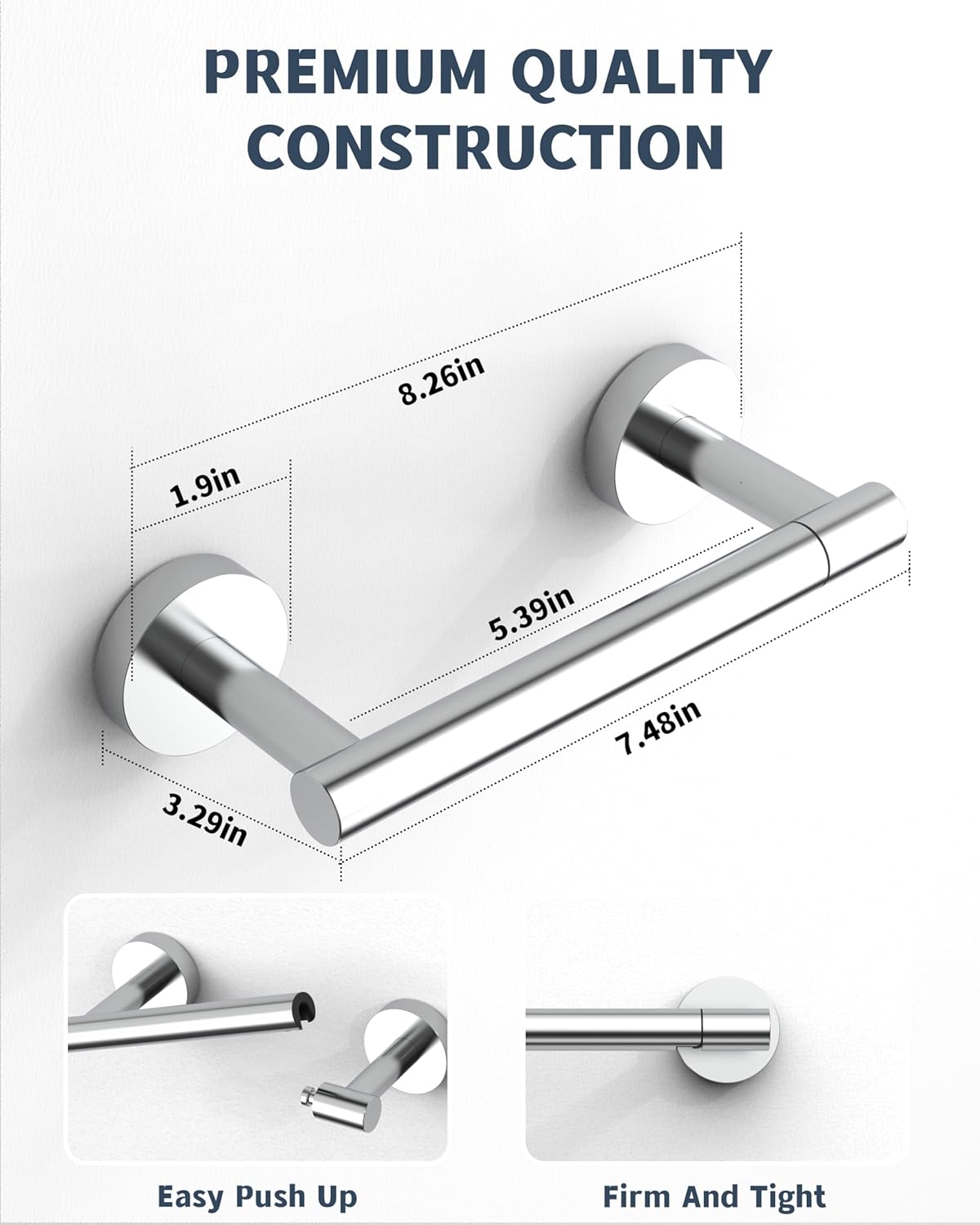 RARXTR Polished Finish Toilet Paper Holder SUS304 Stainless Steel Double Post Pivoting Toilet Paper Roll Holder Wall Mounted Toilet Tissue Holder for Commercial Bathroom RV