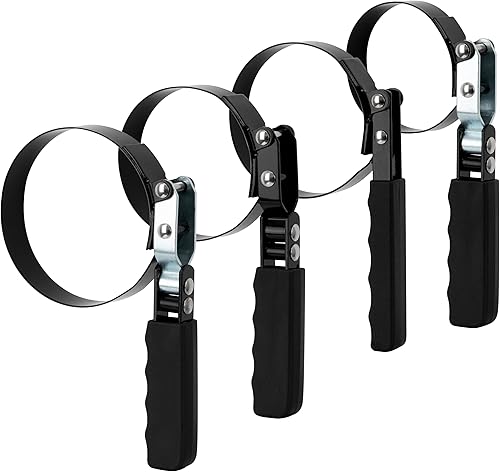 GUYI Juego de 4 llaves de filtro de aceite, (2.559-3.110in, 3.504-3.858in, 3.268-3.858in, 3.976-4.370in), juego de llaves de banda para quitar