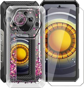 Clear Case for Ulefone Armor 30 Pro 6.56" with 1 x Tempered Glass Screen Protector, Slim Soft TPU Shockproof X Anti-Scratch Phone Cover for Ulefone Armor 30 Pro - Red Heart