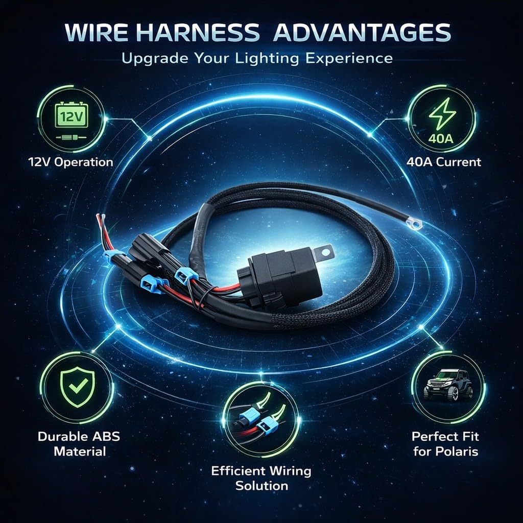 Reverse Light Wiring Harness 12V 40A Backup Lamp Cable for 1000 - Durable ABS Copper Construction, Reliable Replacement for Safety Lighting