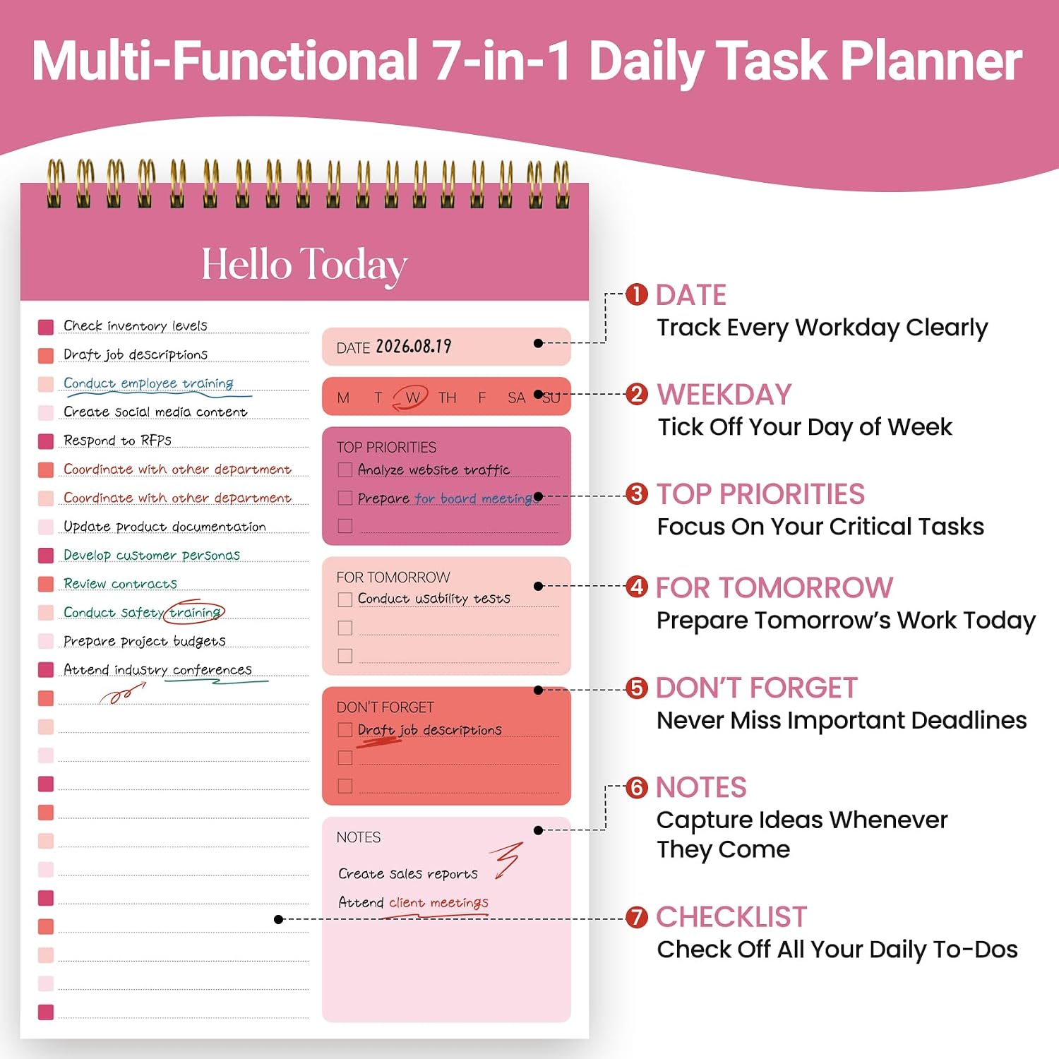 To Do List Notepad, Undated Daily Planner Notebook for Work image 2