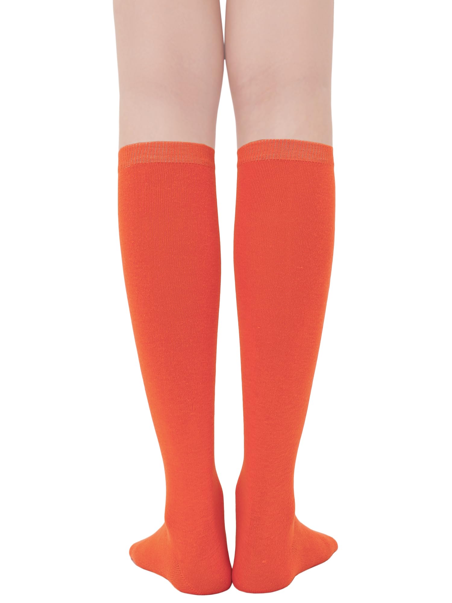 GUXIMIAR Knee High Athletic Socks for Women Cotton Tall Long Socks High Stockings Knee Sock Striped Tube Sock 1-2 Pairs: Orange