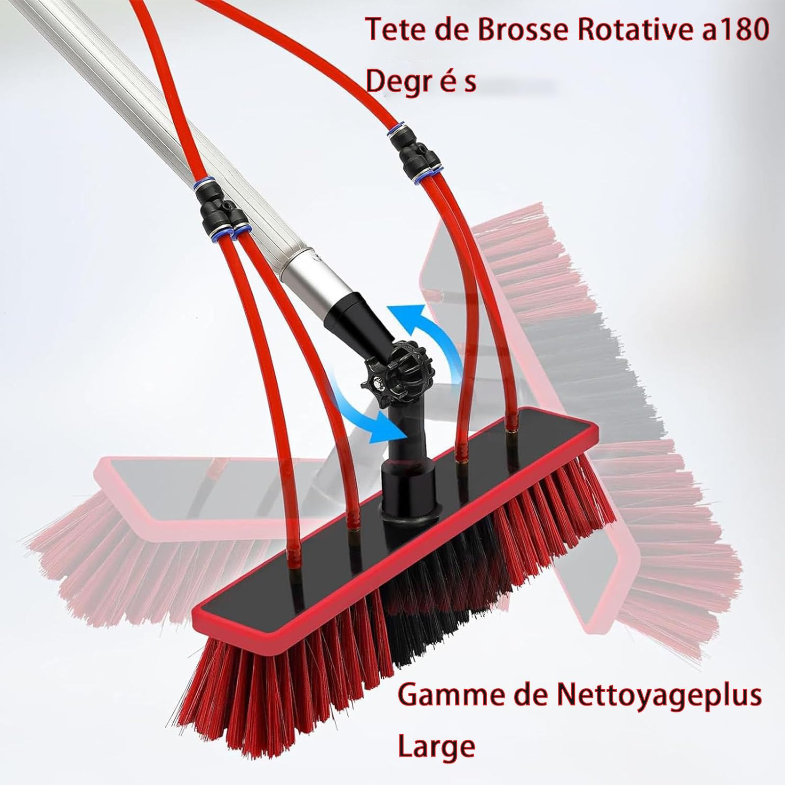 Kit De Poste Alimentado por Agua De 30 Pies, Cepillo De Limpieza De Paneles Solares con Cabezal Ajustable, Equipo De Lavado De Ventanas con Mango Largo De Extensión(35cmbrushhead,3.6m)