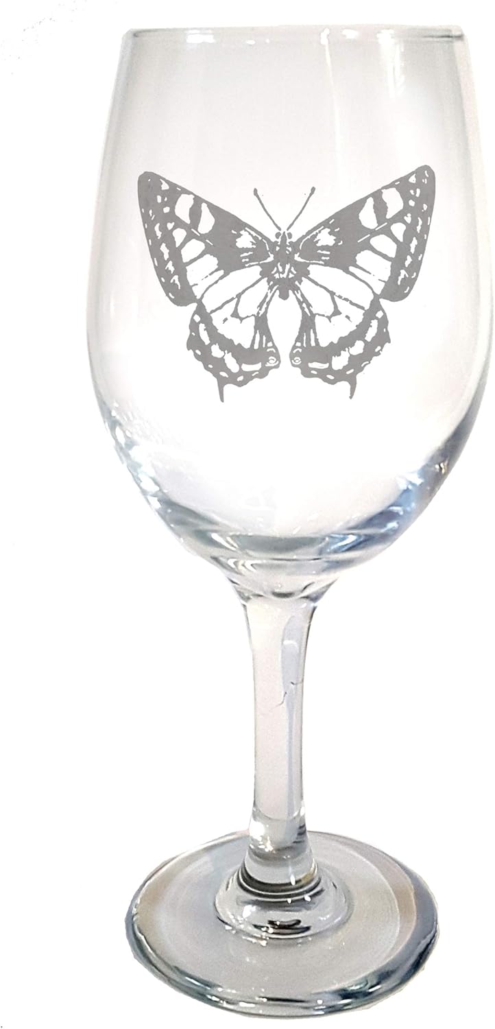 Swallowtail Butterfly Wine Glass 18oz - Free Personalized Engraving, Etched Clear Wine Glass, Elegant Butterfly-Themed Gift for Nature Lovers