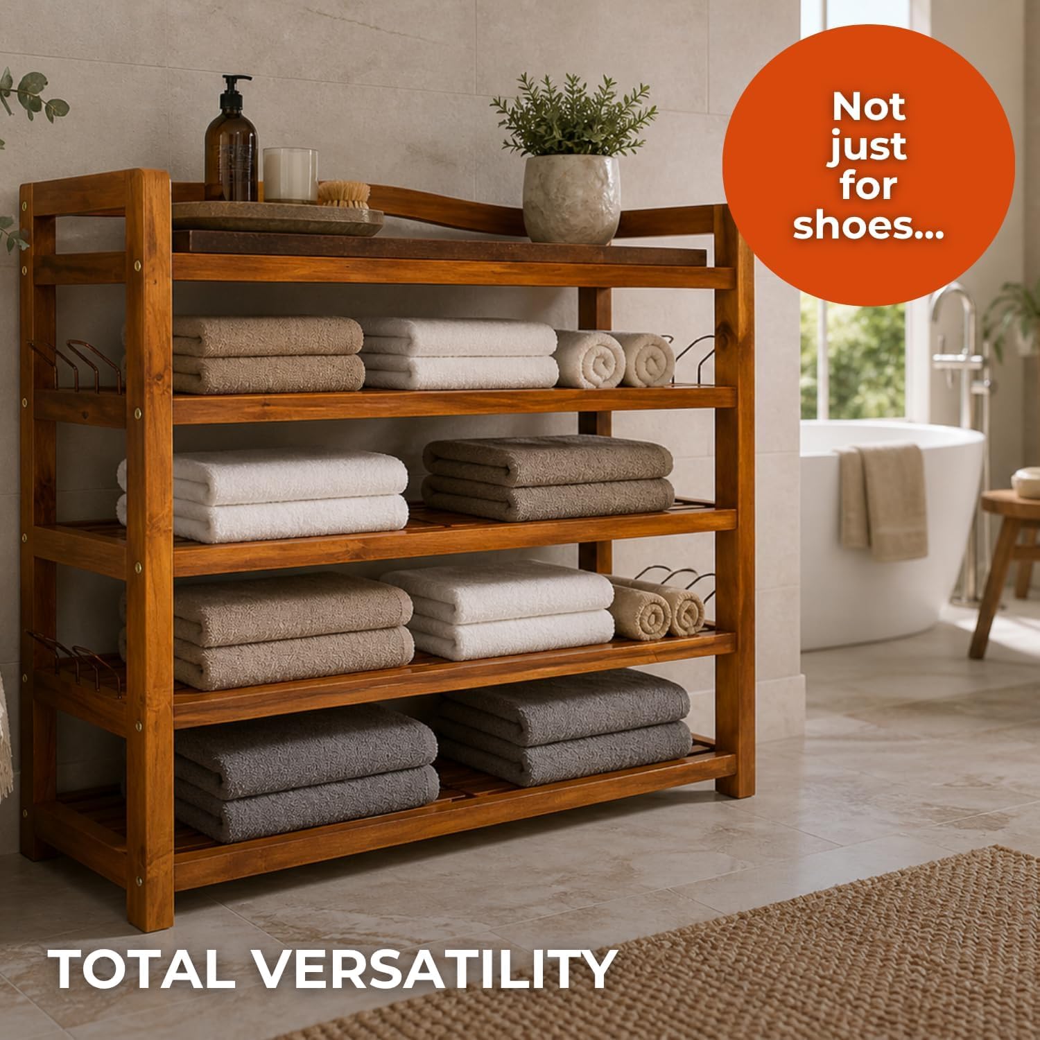 Casaria® Zapatero 5 Baldas Estantería Organizador Zapatos 95x26x82cm Madera Acacia Certificado FSC® Entrada Pasillo