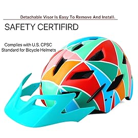 Kids Bike Helmet,Bavilk Kids Boys Girls Bike Helmets with LED Light Detachable Visor Children Youth Teen Multi-Sport for Skating Cycling Scooter Skateboard Adjustable & Lightweight 19.7-22.4