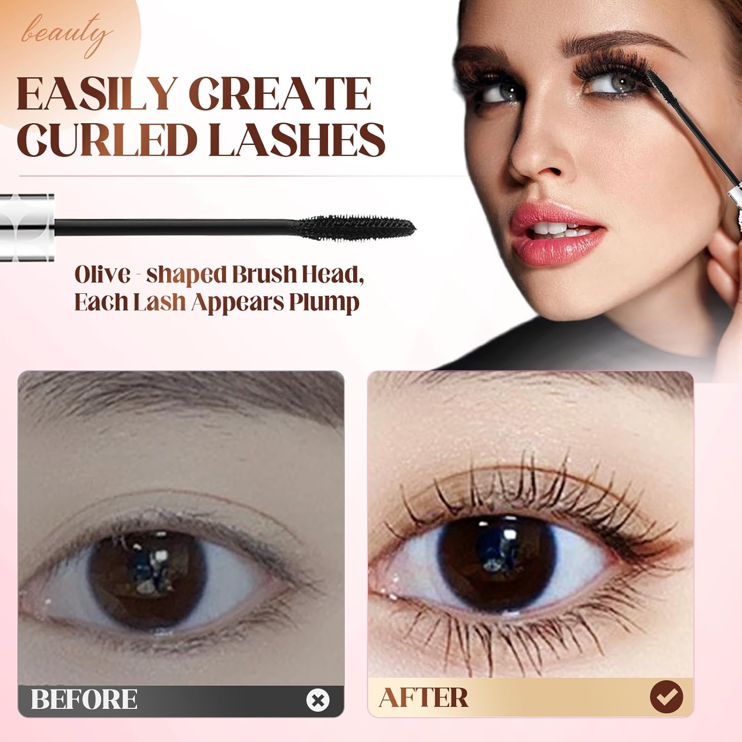 Metal Wand Mascara 2 Pcs, Waterproof Tubing Mascara for Length and Volume, Brushless Lash Primer with Long Curling Natural Finish (Black)