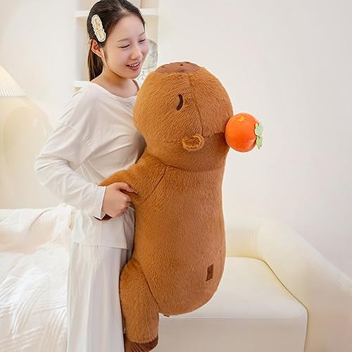 Miniatura 4 de PEACH CAT Cachimon Capybara - Peluche de 23.6 pulgadas de largo, bonito animal de peluche, regalos para niños, color marrón