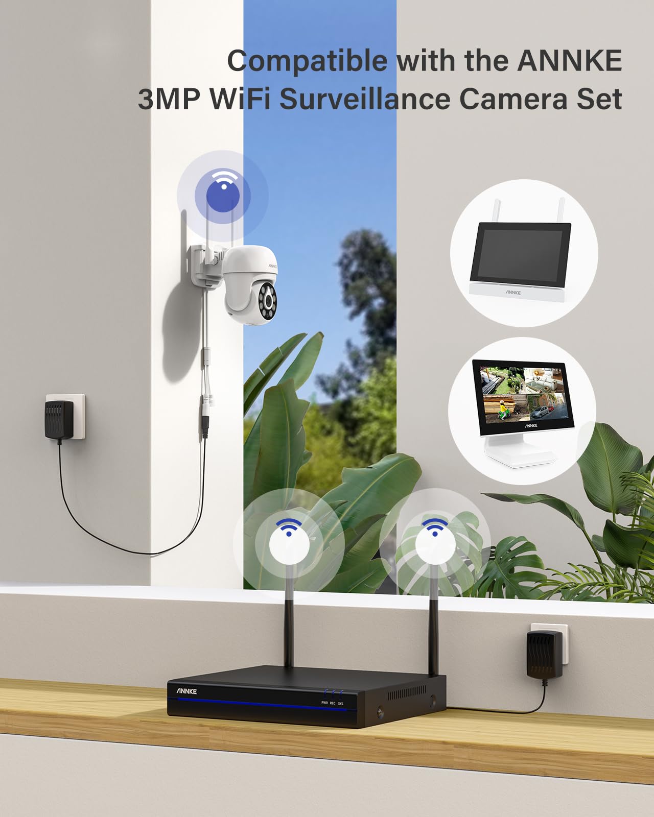 ANNKE Bezprzewodowa kamera monitorująca PT 5 MP, kamera WiFi IPC, inteligentne rozpoznawanie osób, odpowiednia bezprzewodowa NVR, dwukierunkowe audio, wodoszczelność IP67, widoczność w nocy 20 m,