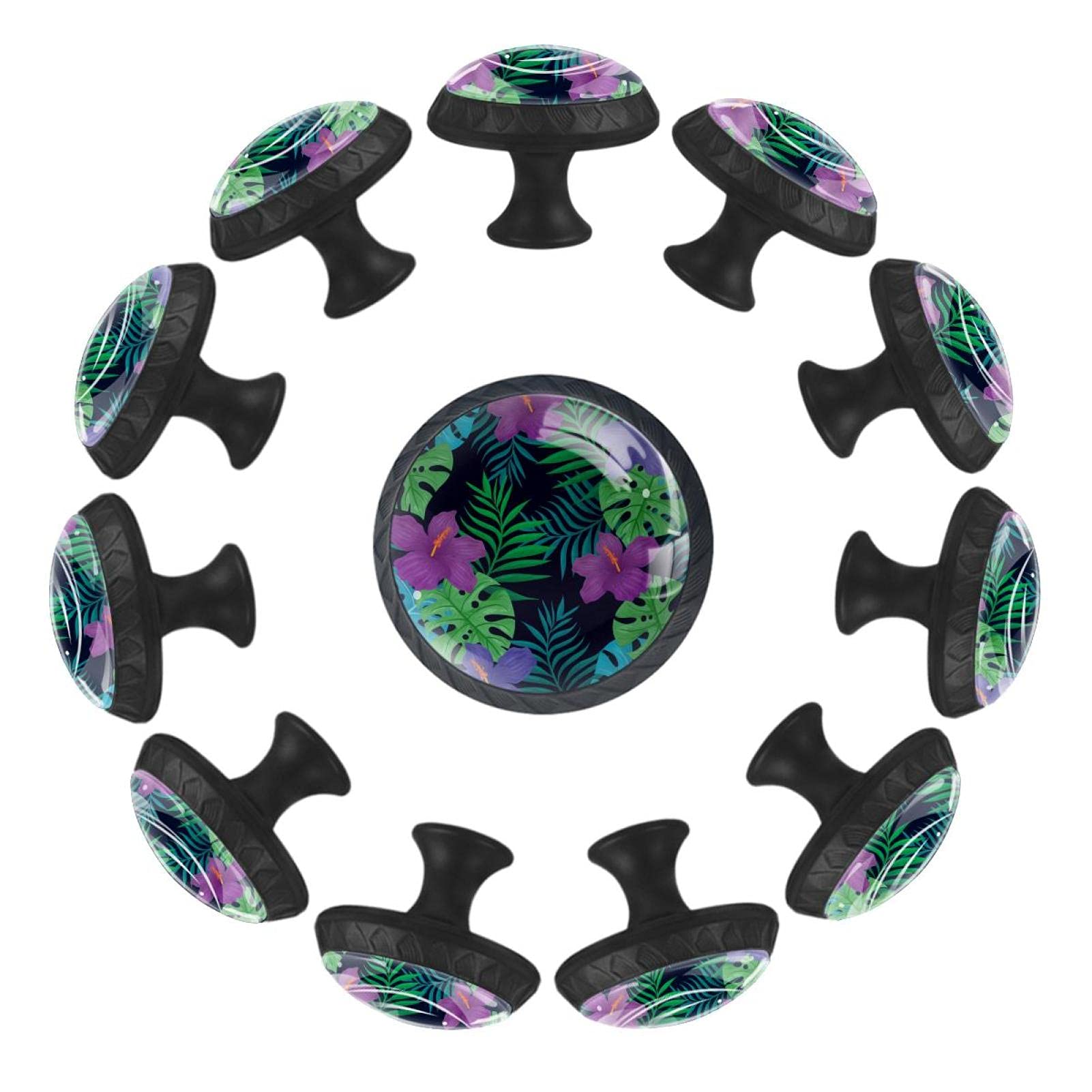 Boutons de tiroir fleurs tropicales en bois de 35 mm pour relooker une commode de chambre - Lot de 12