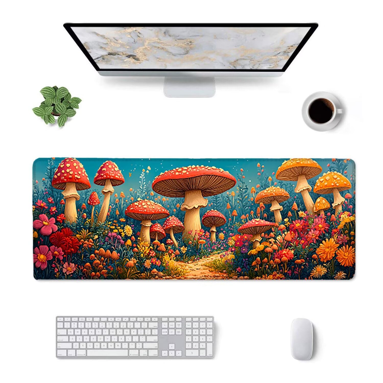 Tappetino per Mouse XXL 1400 x 600 x 3mm Tappetino Mouse Gaming Grande, Mousepad con Base in Gomma Antiscivolo, Tappeto per Tavolo da Gaming per Mouse e Tastiera, Accessori PC (ragazza foresta) V-684