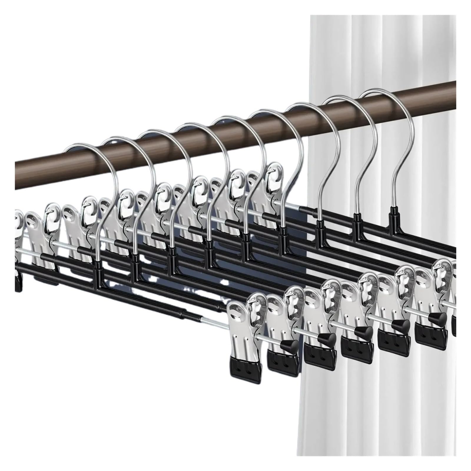 20pcs/10pcs/5pcs Dress Hanger Trousers Clips Skirts Clip Clothes Pant Rack Wardrobe Pants Tongs(BLACK,5Pcs)