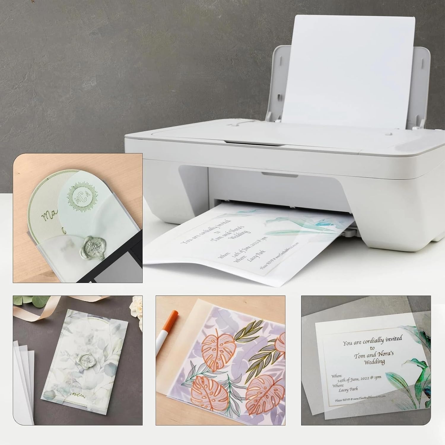 200 Sheets 4 x 6 Inch Translucent Vellum Paper for Wedding Save The Date Cards Printable Vellum Tracing Paper for DIY Wedding Reception Invitations Envelopes