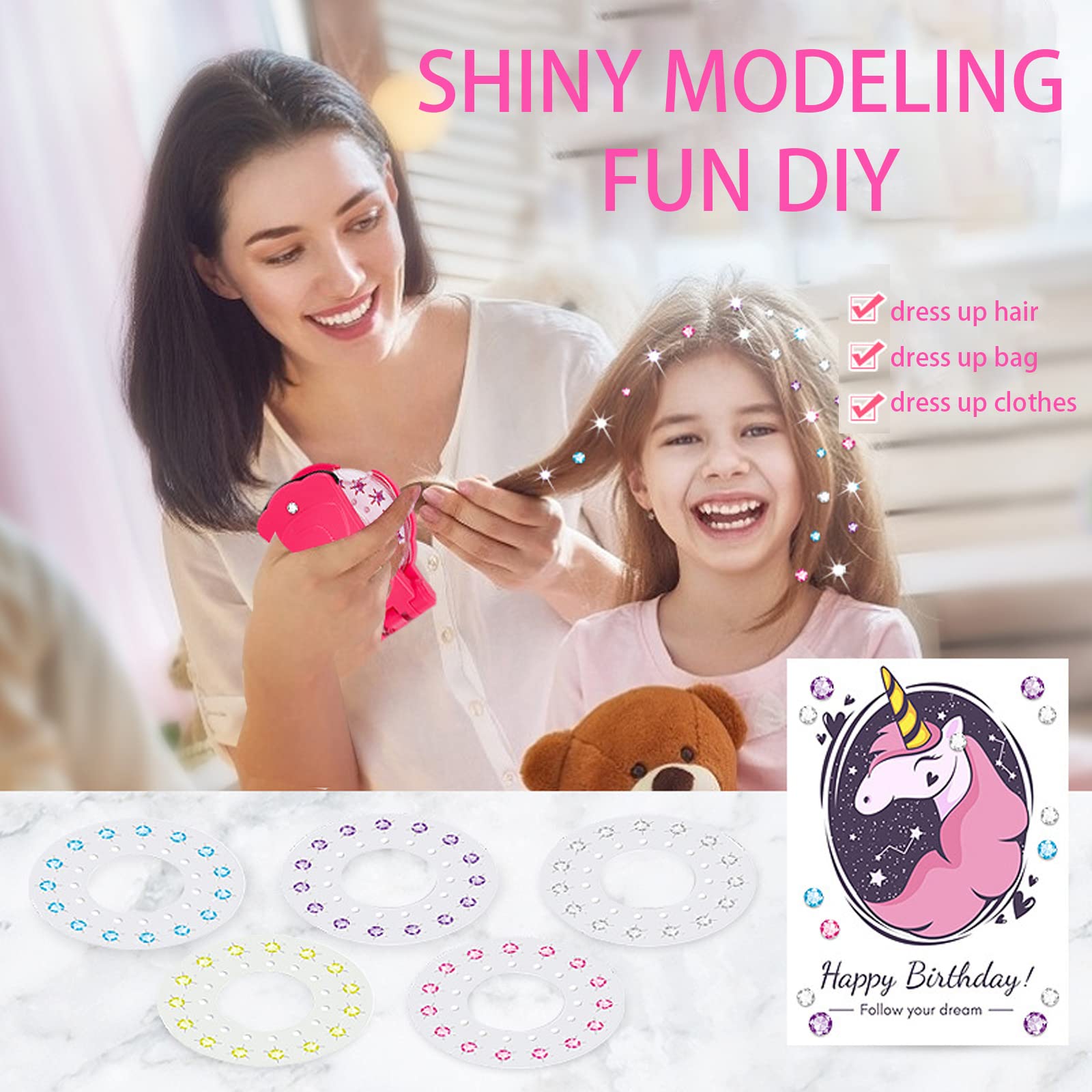 Newpop Machine à Strass pour Cheveux, Hair Bedazzler Kit avec 180 Gemmes Décoratives Multicolore, Kit de Bijoux de Jouets Créatifs, Machine Strass pour Patchs de Cheveux Tressés Chaussures Sacs