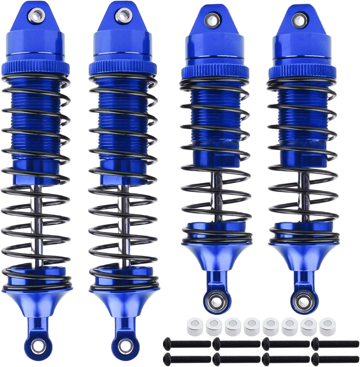 All Metal Shocks for Traxxas Rustler 4X4 VXL Slash 2WD 4x4 Hoss Stampede Bandit Nitro Shock Absorber Damper Set 1/10 Upgrades Parts Replace of 5862 (4-Pack) (Blue)