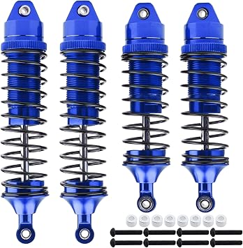 HobbyPark All Metal Shocks for Traxxas Rustler 4X4 VXL Slash 2WD 4x4 Hoss Stampede Bandit Nitro Shock Absorber Damper Set 1/10 Upgrades Parts Replace of 5862 4-Pack Blue
