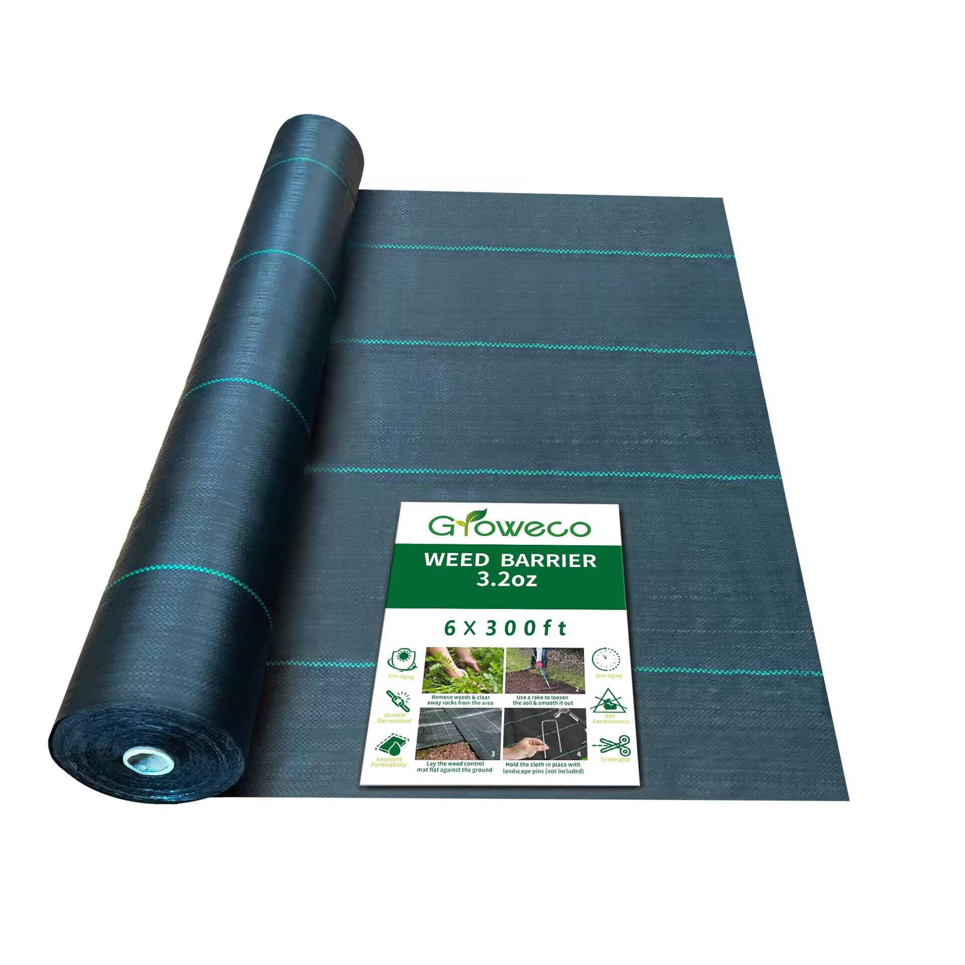 Weed Barrier Landscape Fabric Heavy Duty 6FT X 300FT Premium 3.2oz Ground Cover Weed Block Gardening Mat,Woven Geotextile Fabric for Underlayment,Commercial Driveway Fabric-image-38