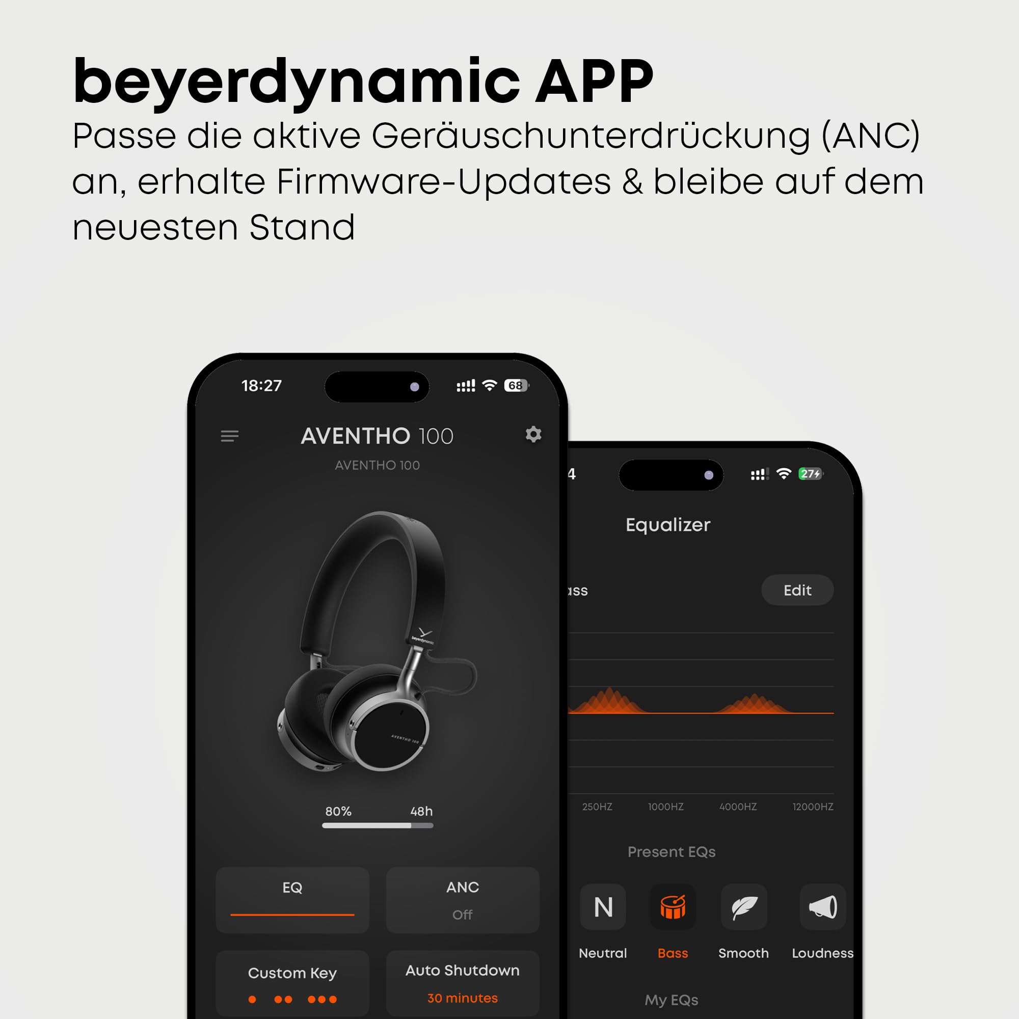 beyerdynamic AVENTHO 100 Wireless On-Ear Kopfhörer mit aktiver Geräuschunterdrückung, 60 Stunden Akkulaufzeit, faltbares Design, austauschbare Ohrpolster, in Cream - neues Update per App verfügbar