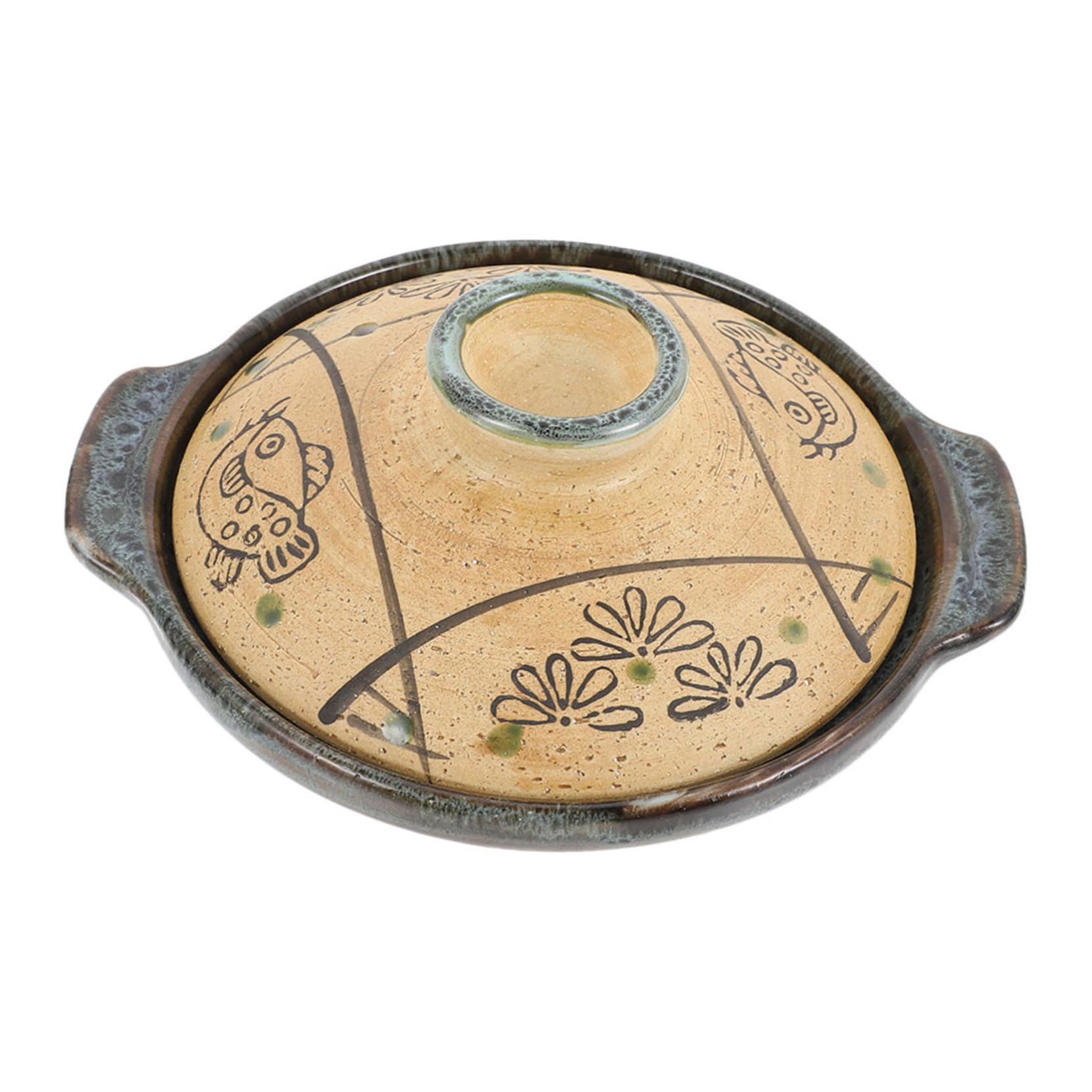 Casserole céramique marron poignée ergonomique 300ml pour service de riz