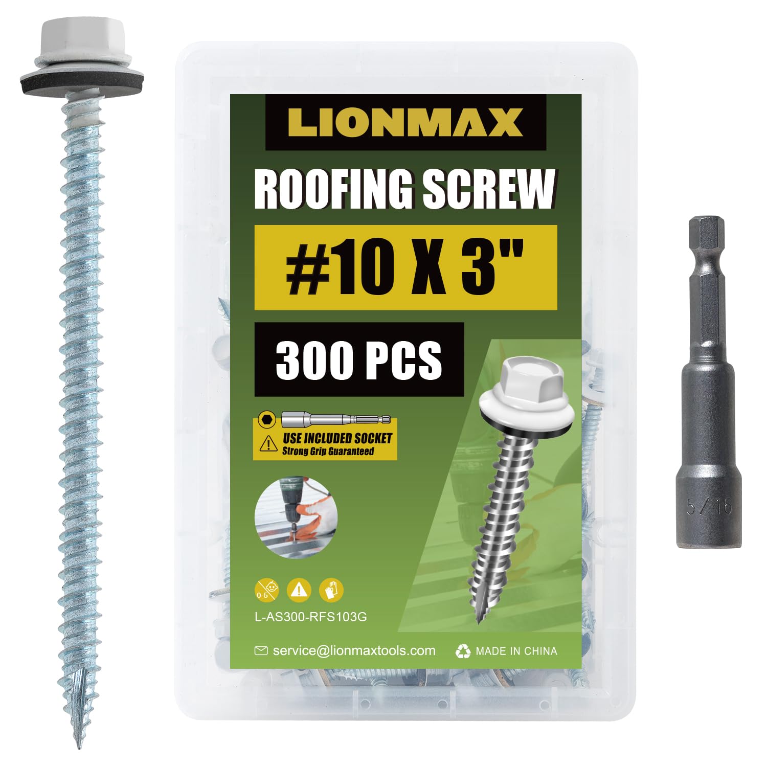 LIONMAX Metal Roofing Screws - 300 PCS -22