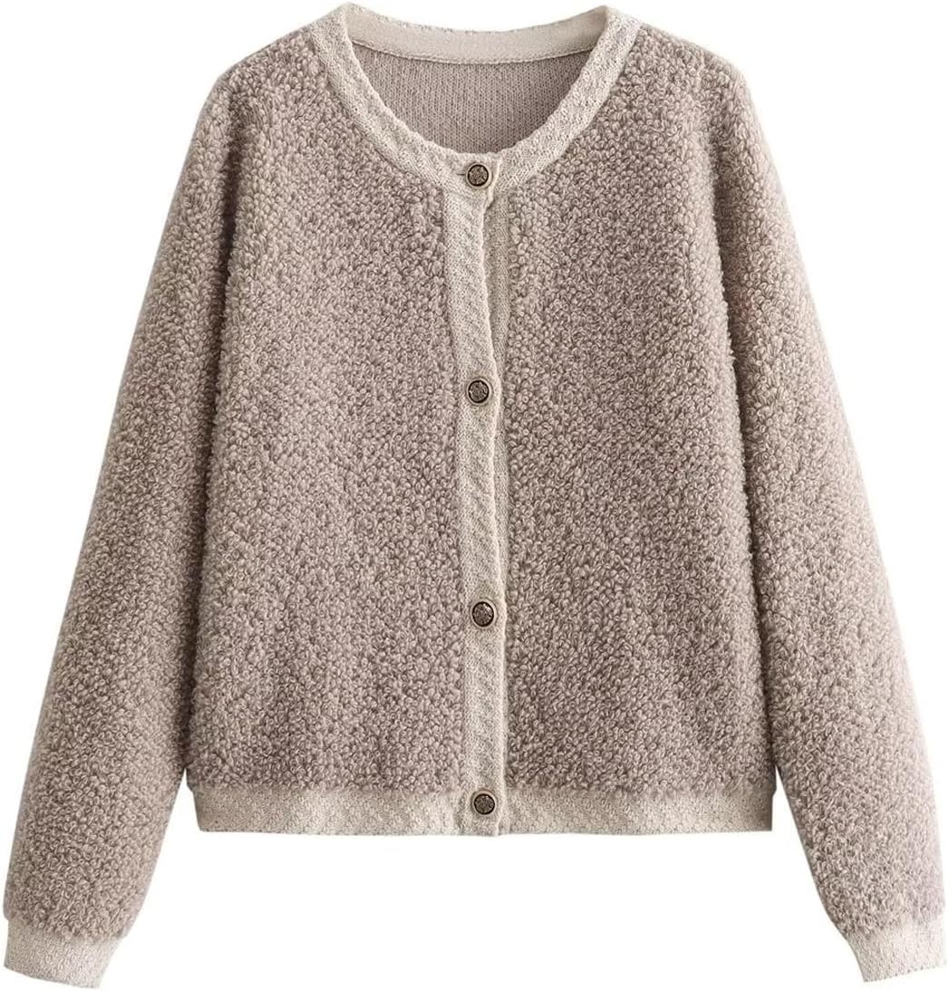 Perbai Womens Fuzzy Fleece Jacket Button Down Shacket Casual Sherpa Coat Warm Outwear