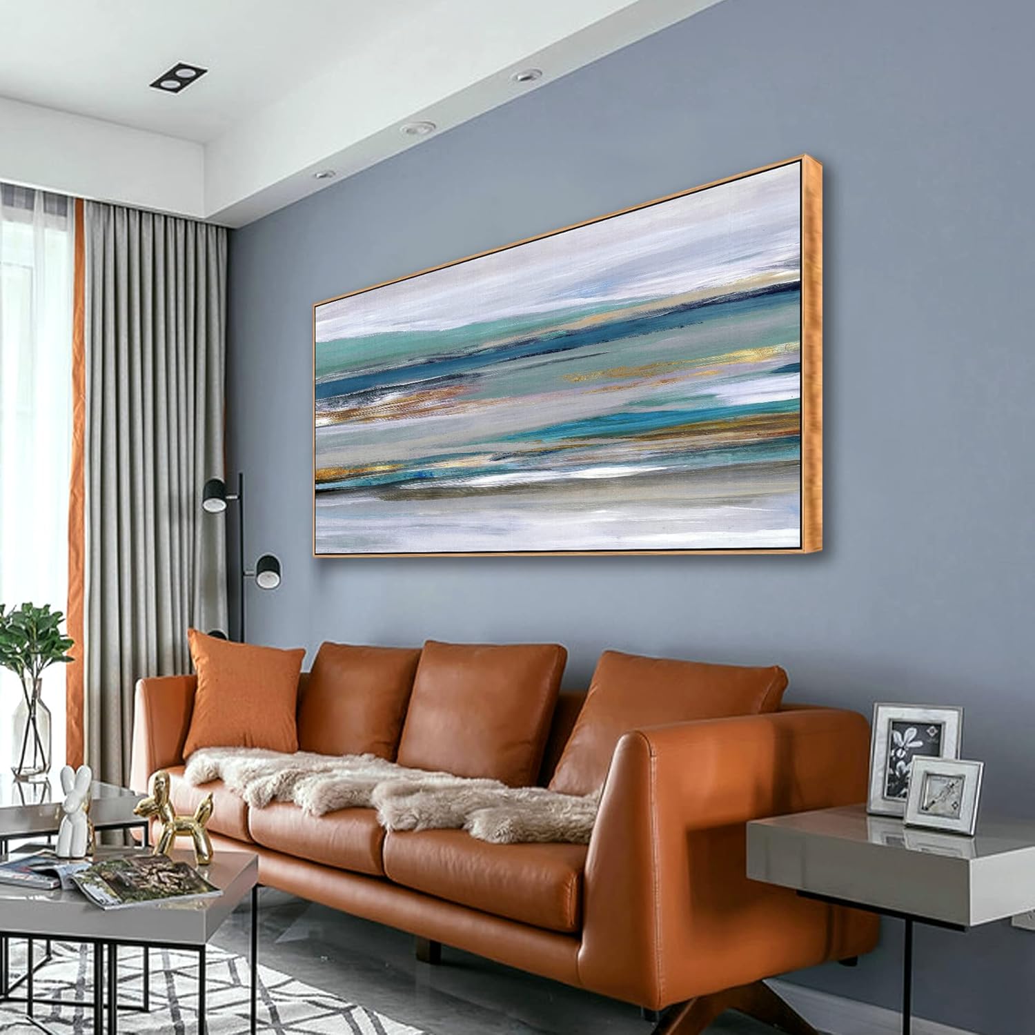 qorvami Framed Canvas Wall Art for Living Room Abstract Art