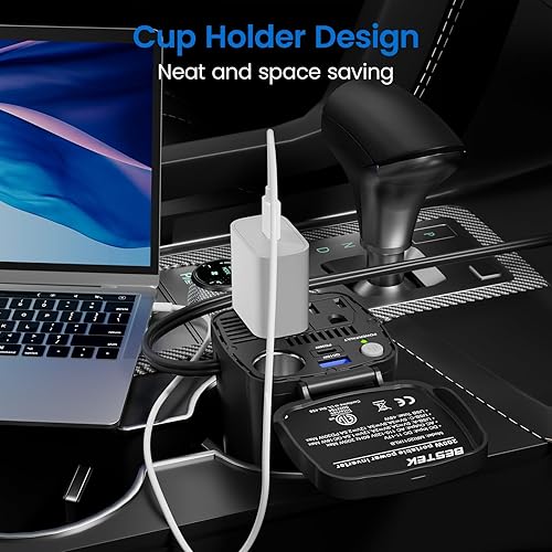 Miniatura 6 de Dispositivo inversor de corriente Bestek de 12V CC a 110V CA con puertos USB entrada de encendedor de cigarrillos y 2 salidas para CA