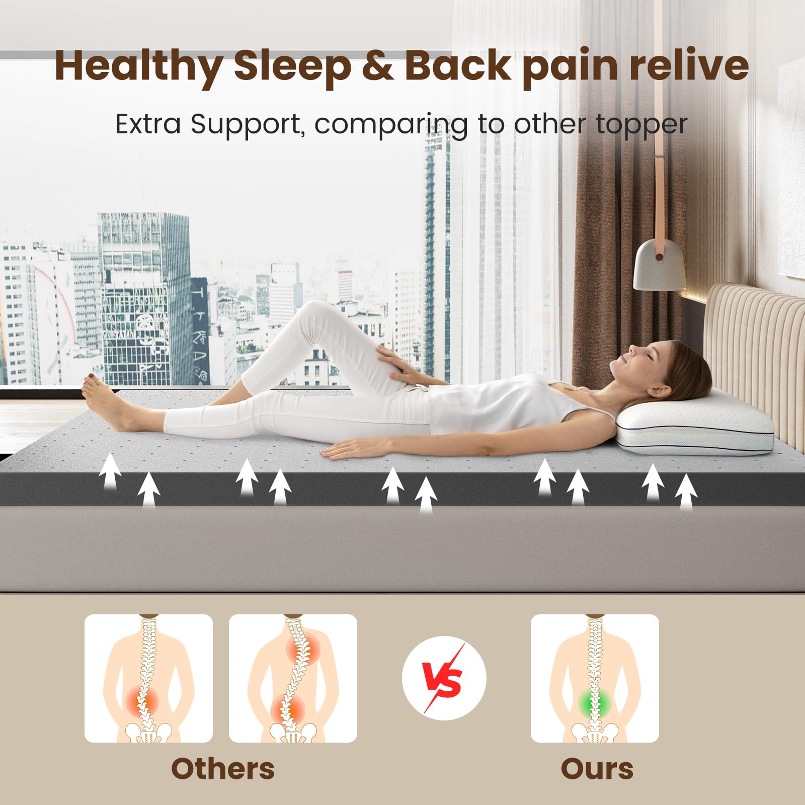 One Gel Memory Mattress Topper Queen Size (60'' x 80'' x 1'')