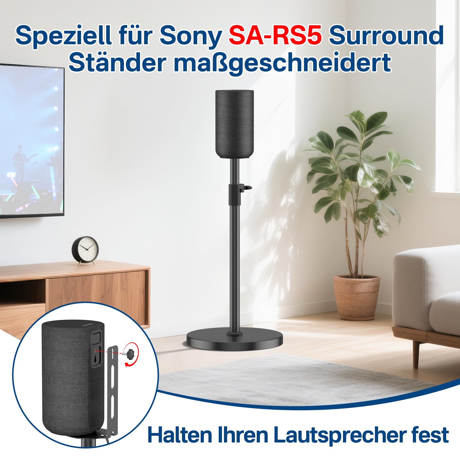 Stojak na głośniki podłogowe z regulacją wysokości (para) do głośników Sony SA-RS5 – wytrzymały stojak na głośniki Surround Sound do Sony SA-RS5 bezprzewodowy głośnik tylny z zarządzaniem kablami